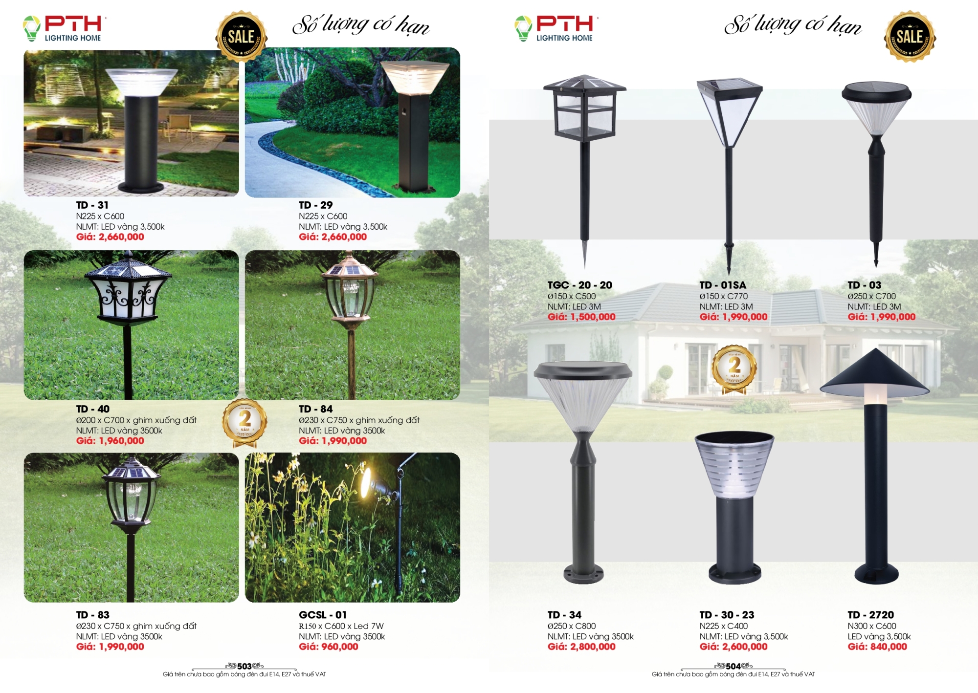 Bảng giá đèn trang trí PTH Lighting Home 2026